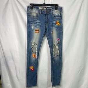 Machine nouvelle mode  skinny jeans with food patches